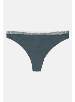 Women Plain Pull-On Tanga Panty, Sage Blue