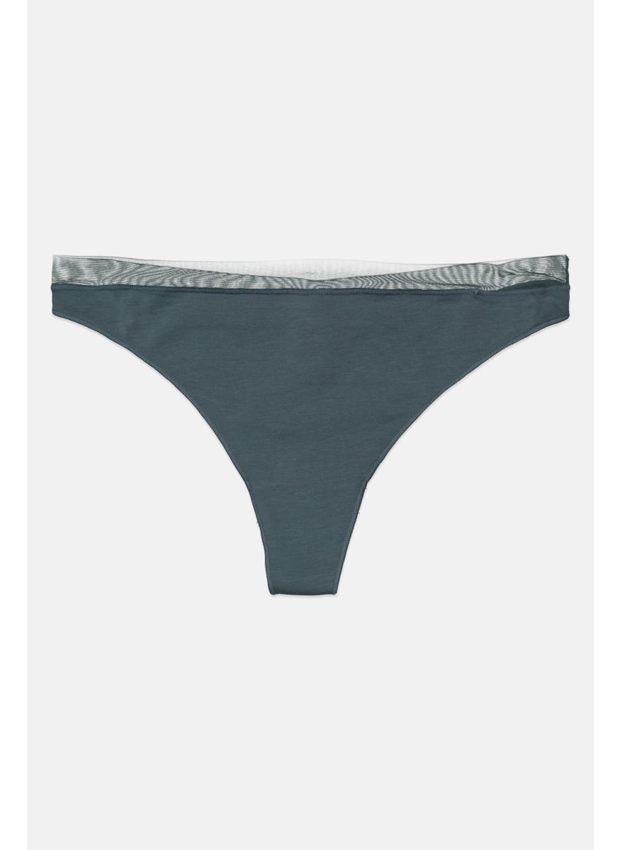 Etam - Women Plain Pull-On Tanga Panty, Sage Blue - Image 1