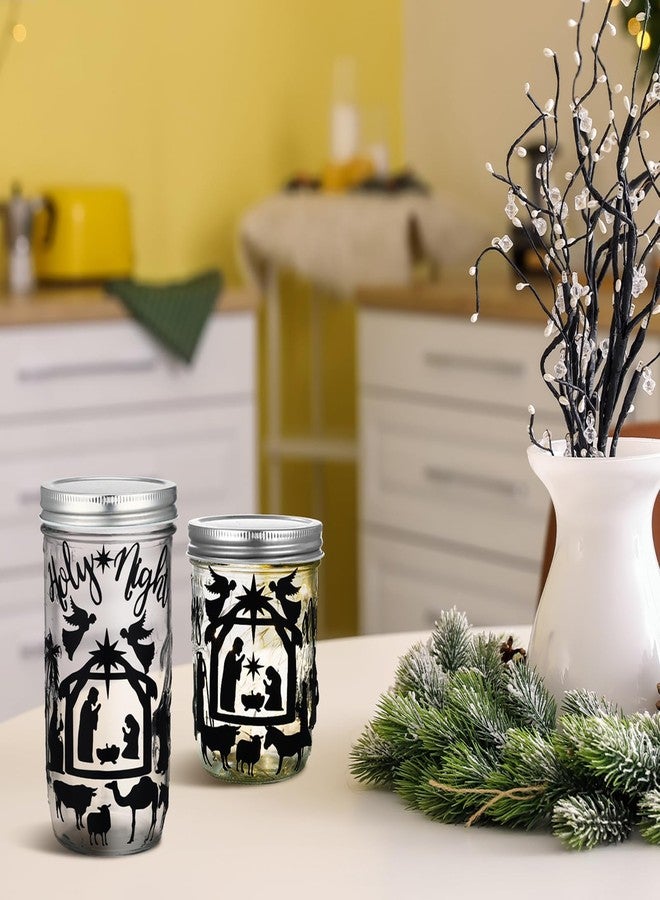 Nezyo 15 Sheet Nativity Scene Stickers Christmas Religious Jesus Mason Jar Decals Holy Night Fairy Stickers Nativity Silhouette Craft Waterproof Vinyl Adhesive Reusable Window Clings for Party Black - Image 4