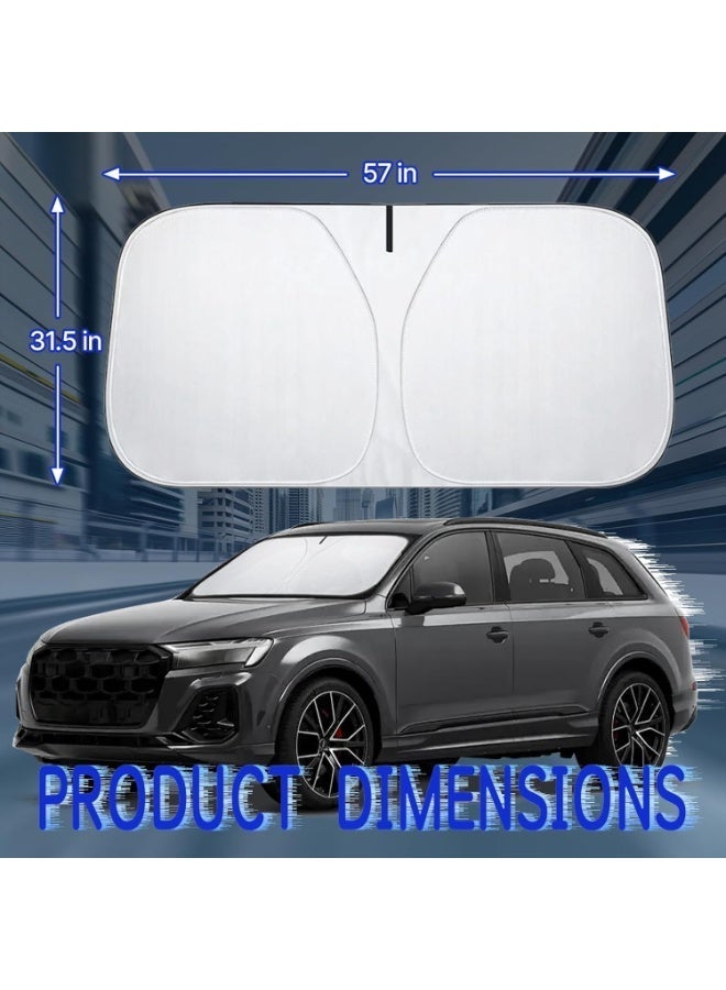 Car sun visor, windshield anti UV and high temperature, strong shading, foldable front windshield sun visor, 145 * 80 bag packaging -240T titanium silver O transparent version - Image 5