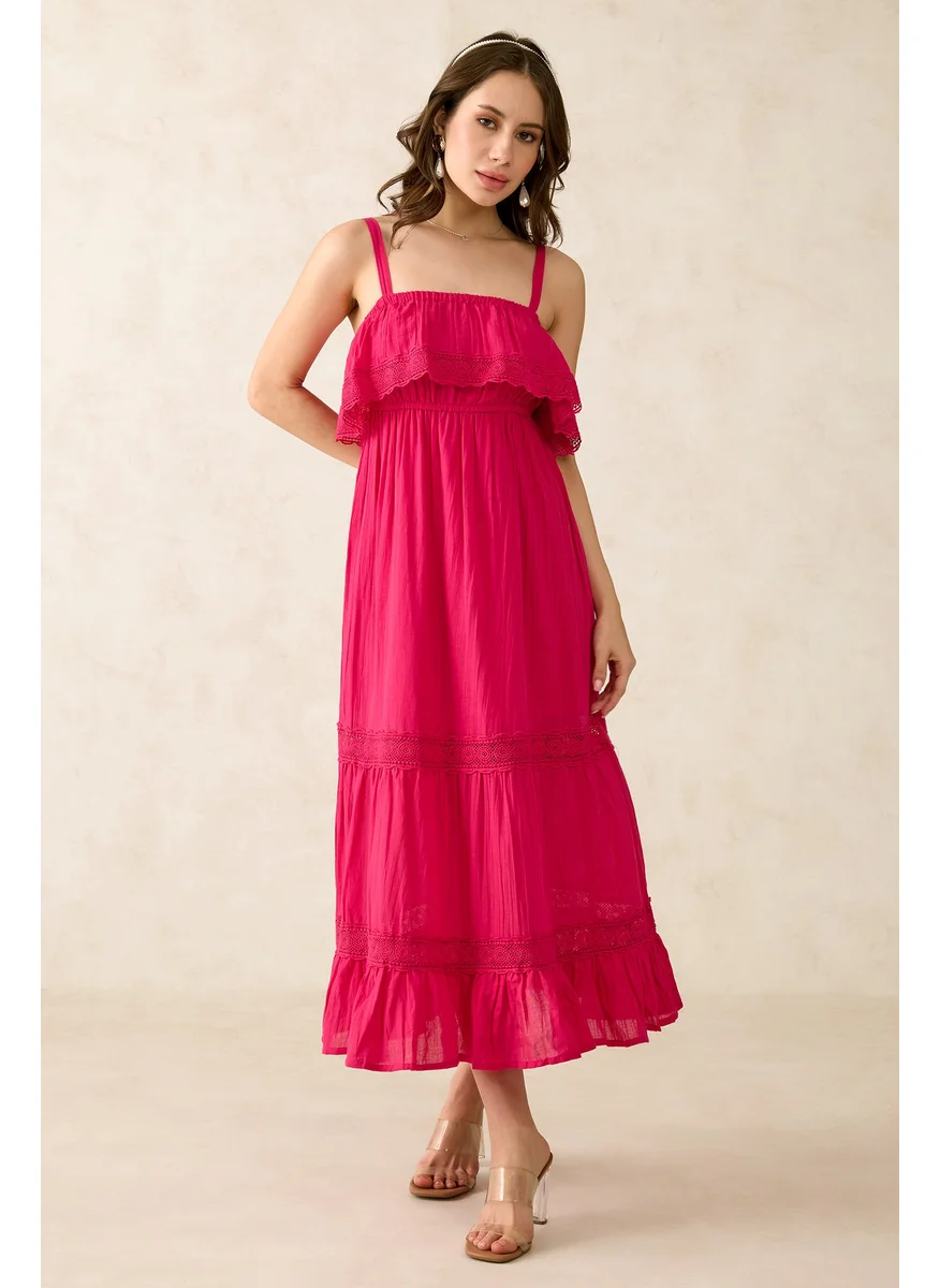 فيرجيو Virgio Kimberly Trucotton Lace Detail Midi Dress