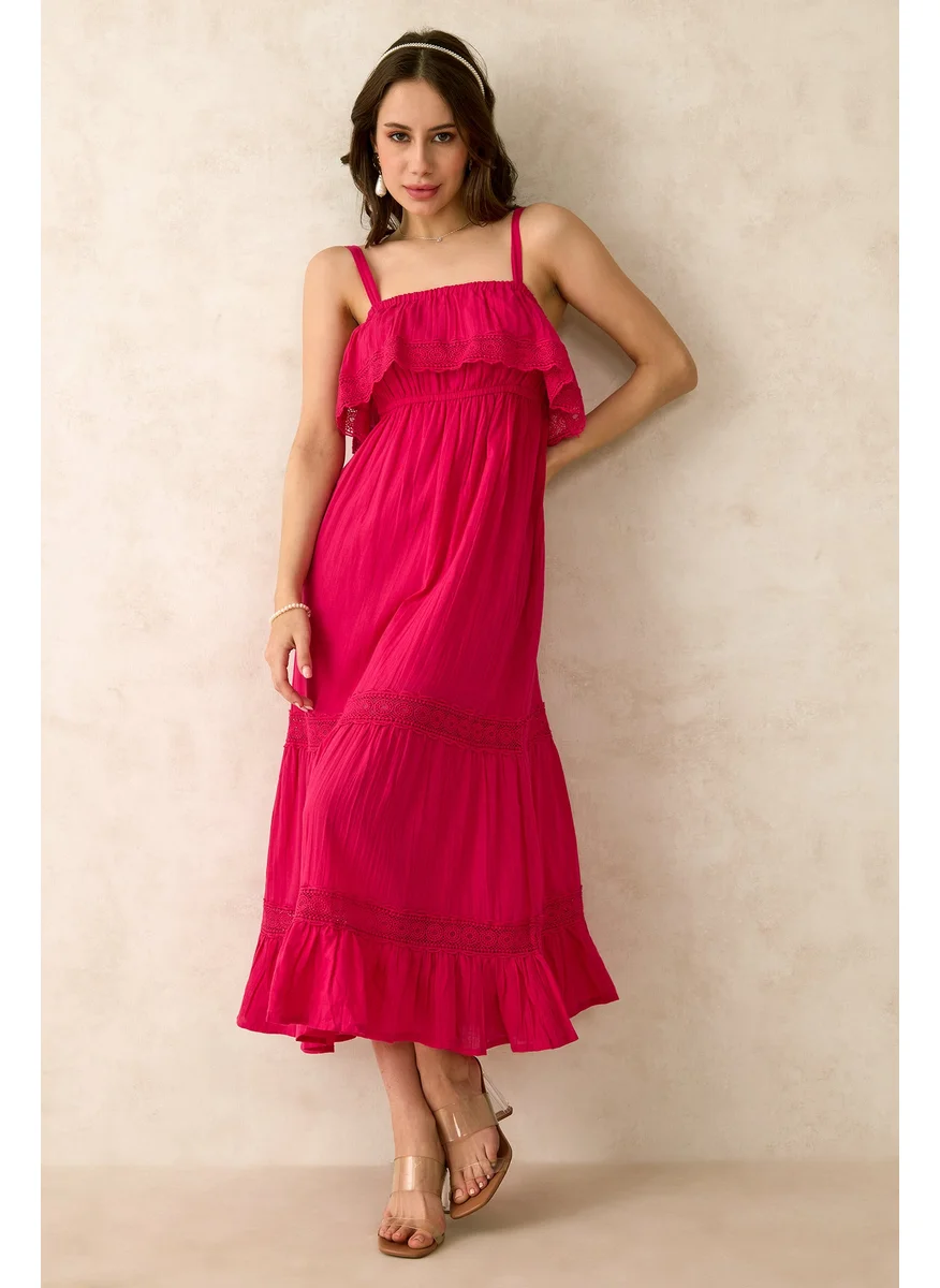 فيرجيو Virgio Kimberly Trucotton Lace Detail Midi Dress