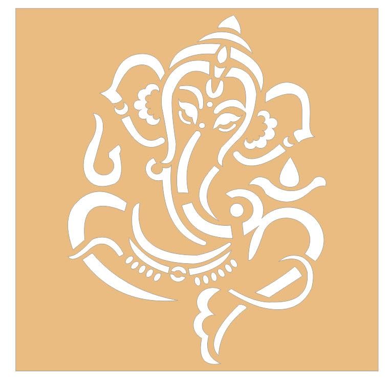 300Sparkles Ganesh Ji Rangoli Stencil Wooden Diwali Festival Floor Decoration Home Office Temple Indoor and Outside Decor 10 x 10 INCH - Image 1