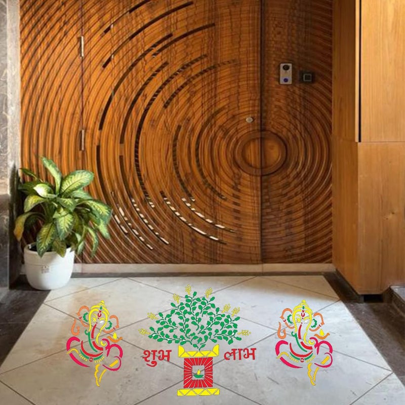 300Sparkles Ganesh Ji Rangoli Stencil Wooden Diwali Festival Floor Decoration Home Office Temple Indoor and Outside Decor 10 x 10 INCH - Image 4