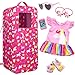Ecore Fun 7 Items 18 Inch Dolls Bag and Accessories Unicorn Doll Carrier Storage Case Fit for 18 Inch Girl Dolls Including Backpack Dress Shoes Sunglasses Phone and 2 Hairpin - Image 2