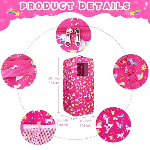 Ecore Fun 7 Items 18 Inch Dolls Bag and Accessories Unicorn Doll Carrier Storage Case Fit for 18 Inch Girl Dolls Including Backpack Dress Shoes Sunglasses Phone and 2 Hairpin - Image 5