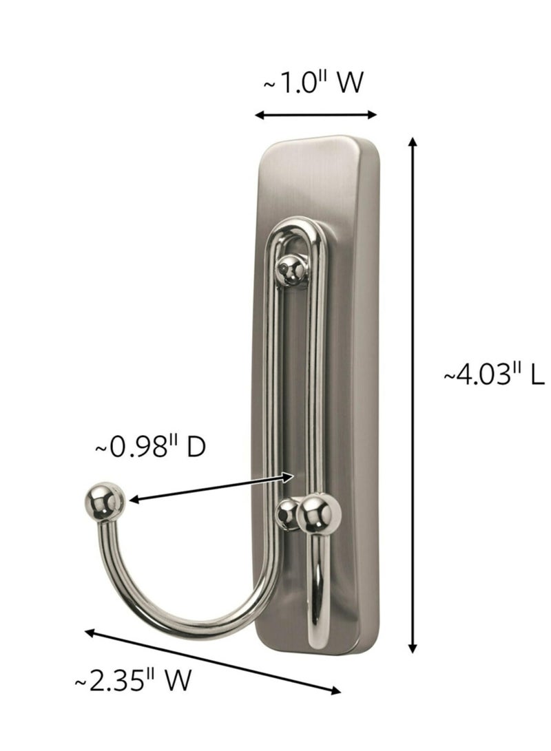 كوماند خطاف مزدوج كبير من النيكل الساتان للحمام يحمل 1.8 كجم لكل خطاف، لون فضي، شرائط مقاومة للماء، تنظيم الديكور، لا توجد أدوات، يحمل بقوة، خالي من التلف، 1 خطاف، 2 شريط - Image 2