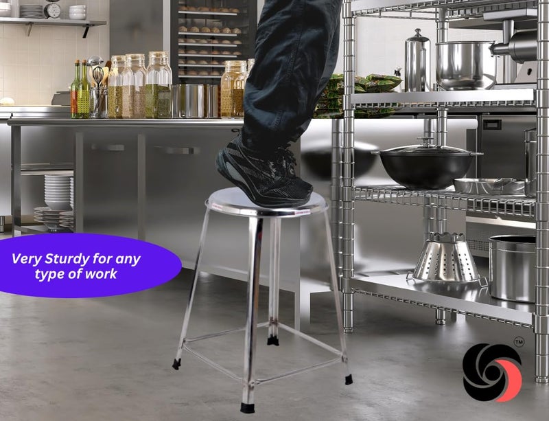 Lifetime Stools 16 inch Stainless Steel Stool for Sitting Round Shape HomeDoctorMedical StoolSalon StoolWarehouse StoolGarage StoolMultipurpose Stool Pack of 4 - Image 5