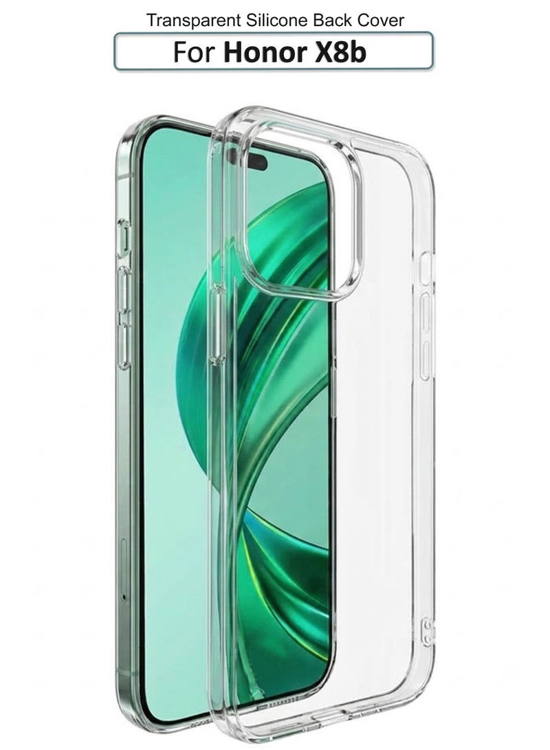 My Choice Soft Flexible Transparent Silicone Protective Back Case Cover for Honor X8b -Transparent - Image 1