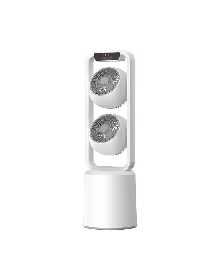 DubaiGallery F8 Air Circulating Tower Fan with Remote Control, 4 Speed Modes, Dual Fan Cooling System, 5V USB Powered, 12W Energy Efficient Motor, Adjustable Tilt Head, Timer Settings, 83cm Tall Compact White Design