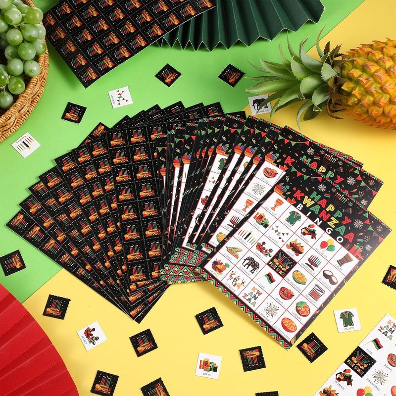 Containlol 39 Pcs Kwanzaa Game Bingo 24 Players African American Culture Bingo Cards African Heritage Games for Family Activities Holiday Happy Kwanzaa Festival Party Favors Supplies - Image 4