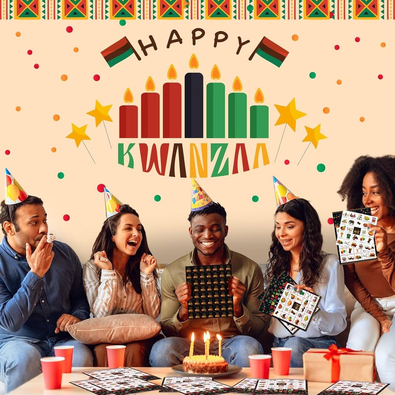 Containlol 39 Pcs Kwanzaa Game Bingo 24 Players African American Culture Bingo Cards African Heritage Games for Family Activities Holiday Happy Kwanzaa Festival Party Favors Supplies - Image 5