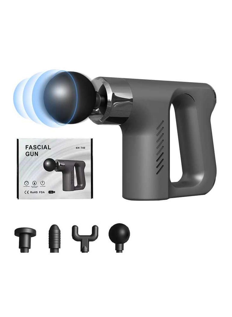 Generic Professional Fascial Gun Massager with 4 Heads - Portable Deep Tissue Percussion for Athletes & Pain Relief - Image 1