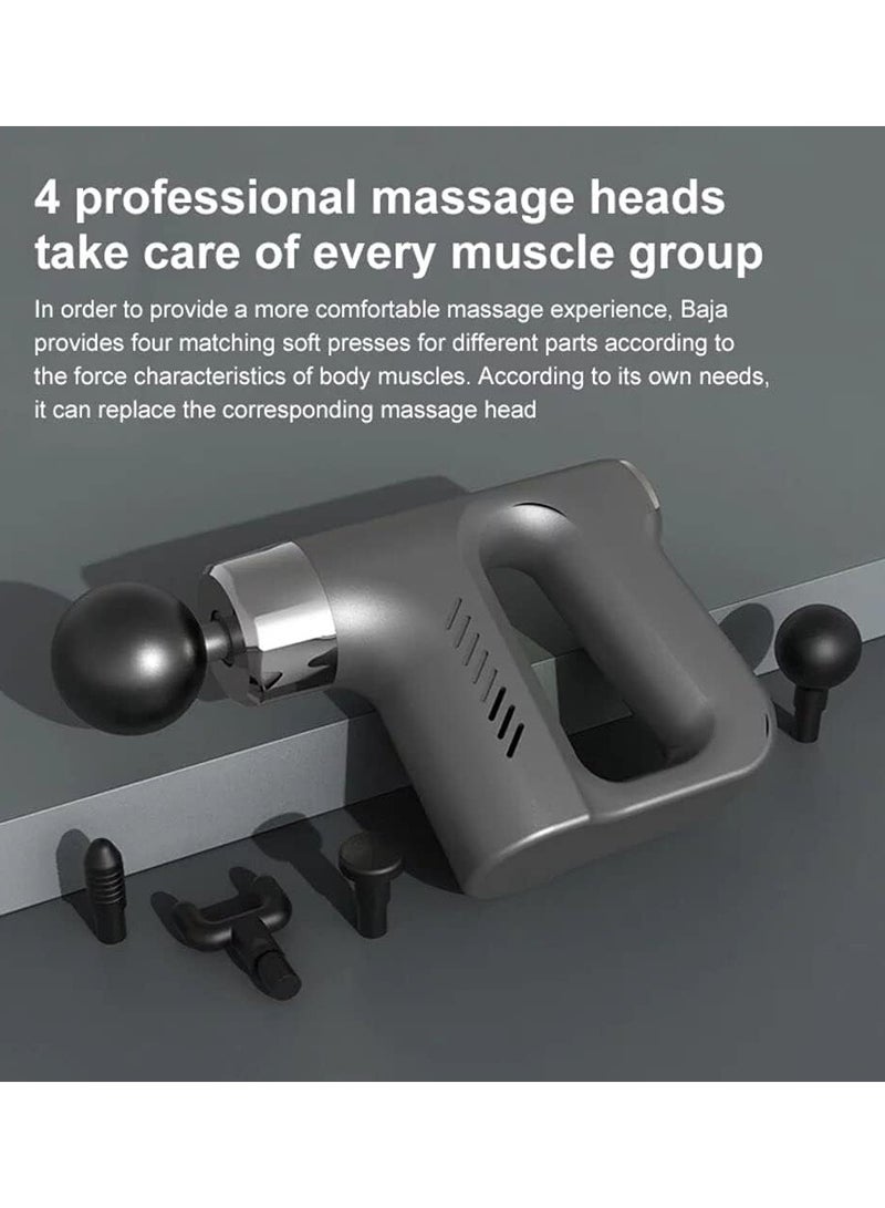 Generic Professional Fascial Gun Massager with 4 Heads - Portable Deep Tissue Percussion for Athletes & Pain Relief - Image 3