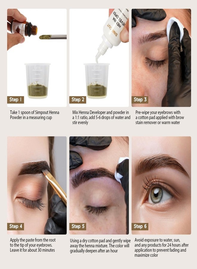 Simpout Spot Color Henna Hair Kit - 6 grams Powder & Henna Activator, Professional Spot Coloring Henna Hair Kit, Covers Grey Hair, Water and Smudge Proof, No Ammonia, No Lead (Black) - Image 5