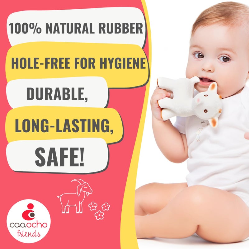 CaaOcho Pure Natural Rubber Teething Baby Toy - Sola The Goat Teether for Babies, BPA Free Baby Toy, All Natural Teething Toys for Babies 0-6, Safe and Fun Molar Teether Toy - Image 5