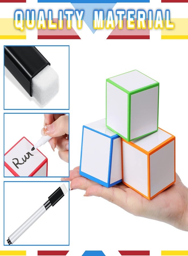 Charniol 7 Pcs Dry Erase Blocks Foam Blank Dry Erase Dice 2 x 2 x 2 Inch Cubes with Marker for Game Classroom School Supplies - Image 3