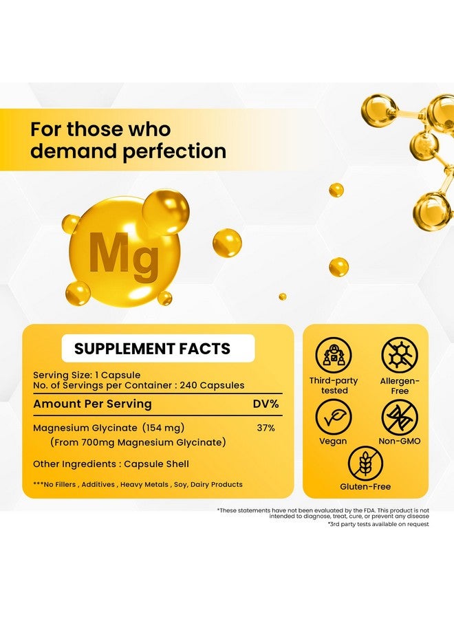 cosynee Magnesium Glycinate 700mg - High Absorption Chelated 22% Elemental Magnesium - 240 Capsules. - Image 3
