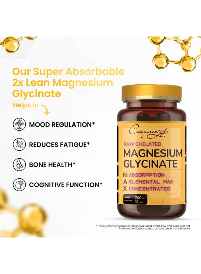 cosynee Magnesium Glycinate 700mg - High Absorption Chelated 22% Elemental Magnesium - 240 Capsules. - Image 2