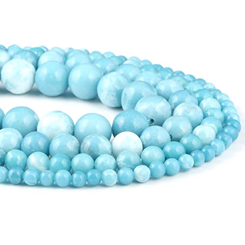QSLLER Larimar Beads 10 mm Beads Natural Stone Round Loose Beads for Jewelry Making Beads for Br Beautiful Birthday Gift 1 Strand 15" (10 mm, Larimar) - Image 2