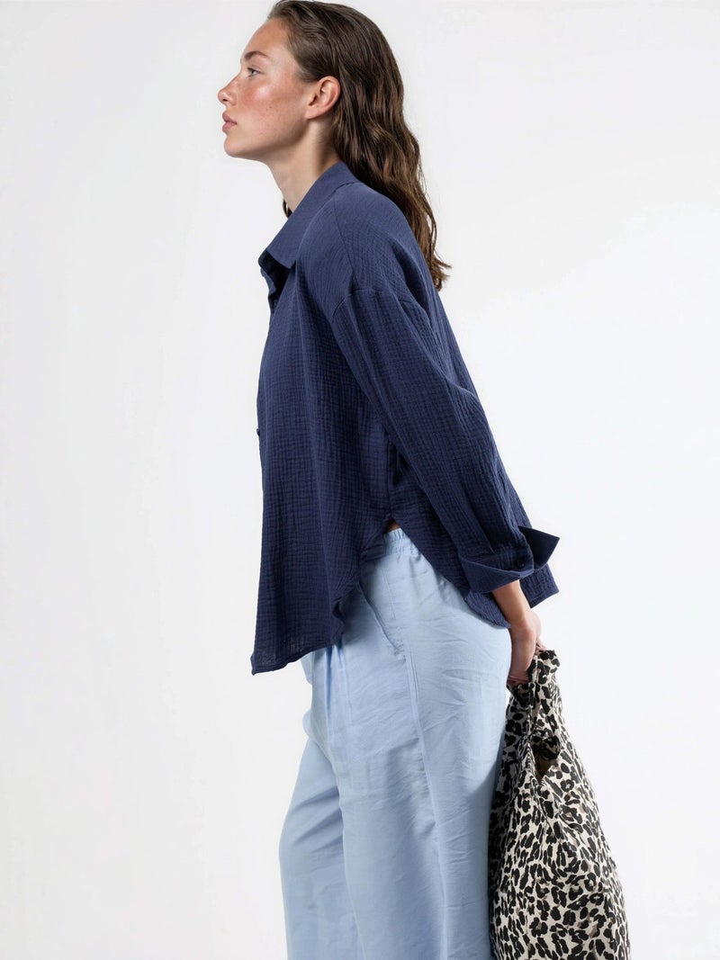BUSEM Textured Woven Cotton Button-Up Shirt - Image 4