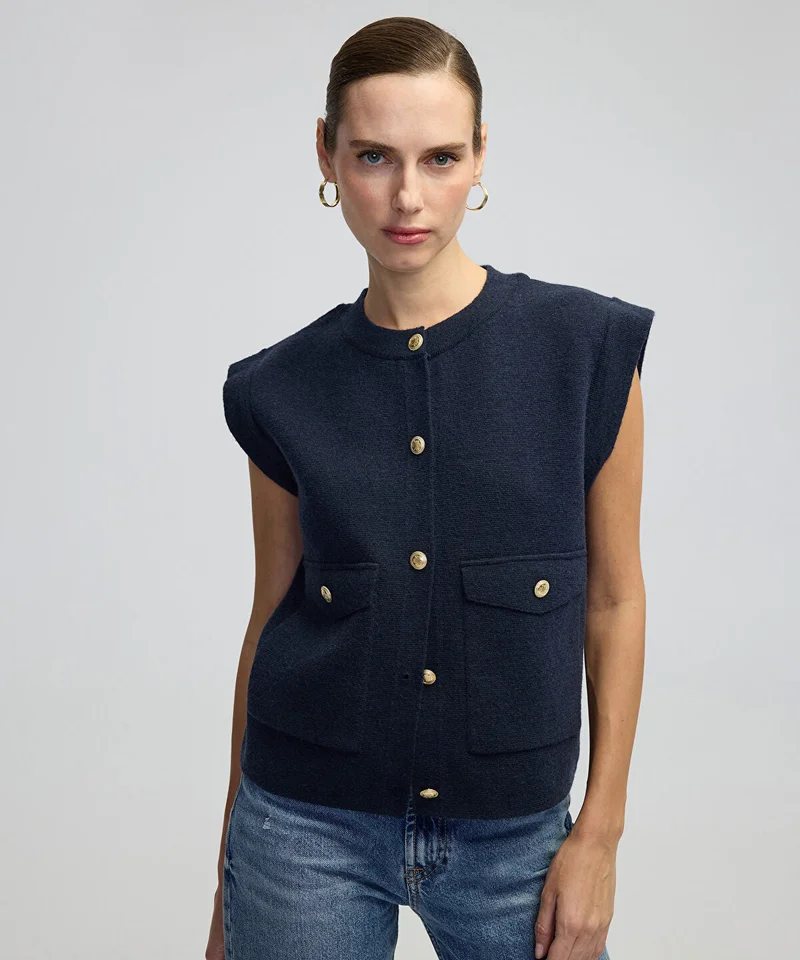 ابيكول Gold-Button Knit Vest