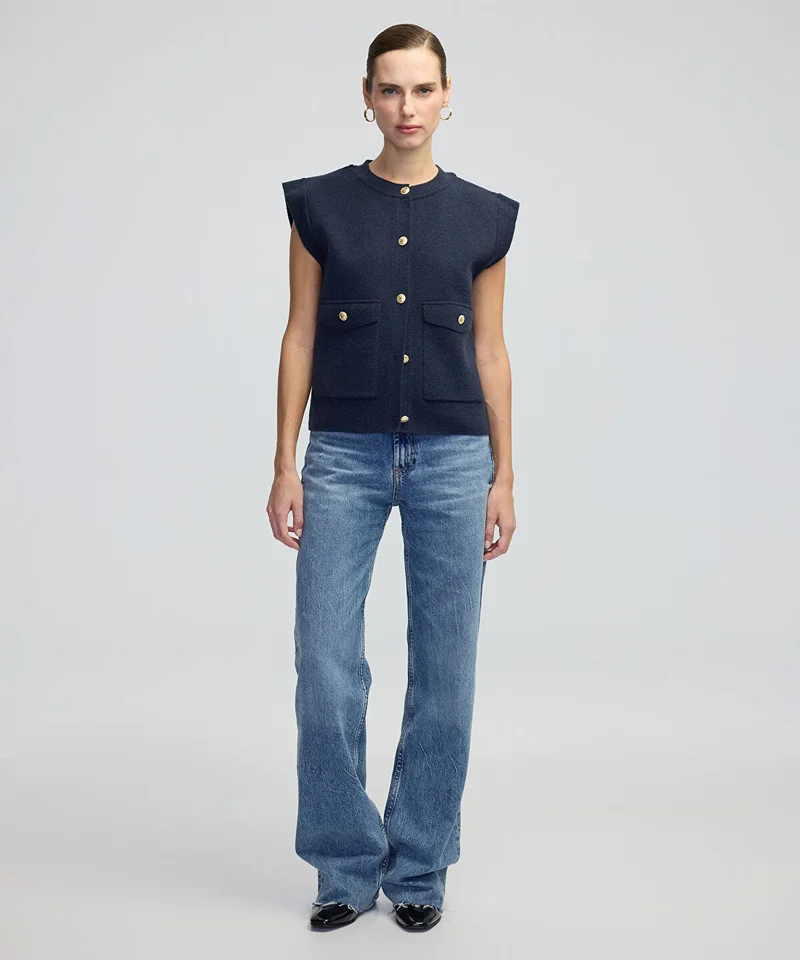 ابيكول Gold-Button Knit Vest