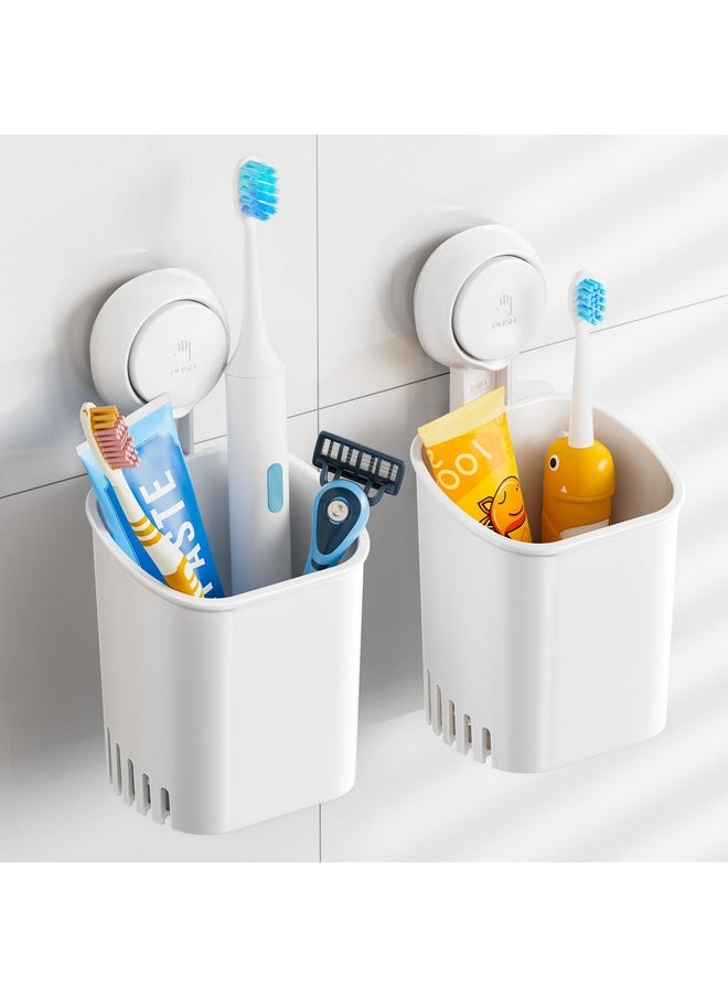 Taili TAILI Suction Toothbrush Holder 2 Pack, Tumblers Replacement Shower Toothbrush Holder for Wall, Powerful Toothpaste Toothbrush Suction Cup, Self-draining Shower Razor Holder, Kitchen Tableware Holder  - Image 1