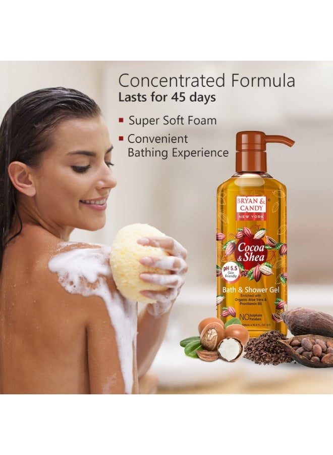 BRYAN  CANDY Bryan & Candy Cocoa & Shea Bath & Shower Gel with Organic Aloe Vera, Gentle Moisturizing Body Wash, 500ml - Image 4