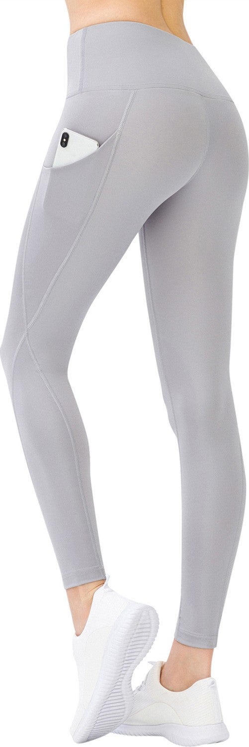 Los Ojos Women's Gray High Waist Double Pocket Fitness Tights  - Image 1