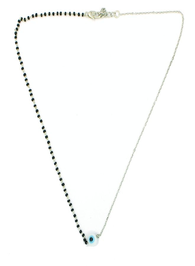 Heeva Creation Mangalsutra with White Evil Eye Pendant – Protection & Style, Black Bead Chain, Hypoallergenic, Modern & Traditional Jewelry for Women, Perfect Wedding & Gift.Pack Of 1. - Image 1