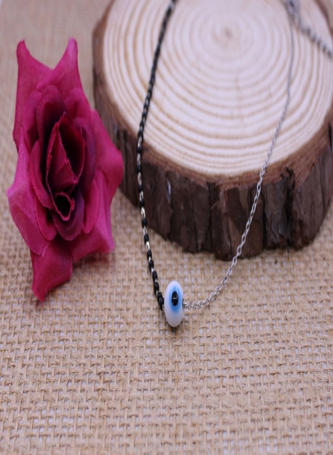 Heeva Creation Mangalsutra with White Evil Eye Pendant – Protection & Style, Black Bead Chain, Hypoallergenic, Modern & Traditional Jewelry for Women, Perfect Wedding & Gift.Pack Of 1. - Image 3