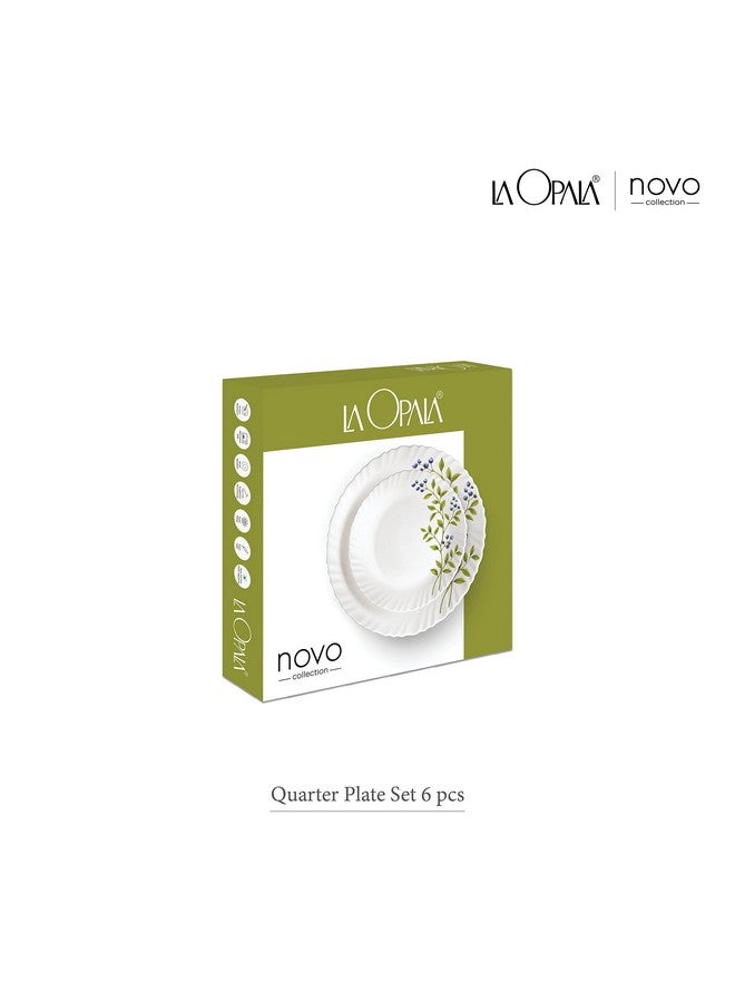 La Opala Novo Collection Opal Glass Crockery | Quarter Plate Set of 6 | Autumn Flower Design | Plates for Snacking & Gifting | Microwave Safe | 100% Vegetarian | Extra Strong | Super Light & White - Image 4