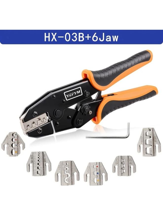 HX 03B 6JAW Ratchet Crimping Tool Set with Interchangeable Jaws Heat Shrink Tubing Ferrules - Image 1