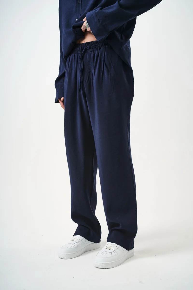 RESPIRE Men's Modal Baggy Pants Navy Blue