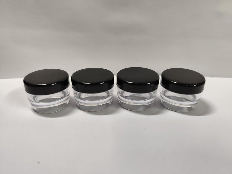 SHREE MAHA 5gm Empty Cosmetic clear Fancy Containers Acrylic Jars Small Lip Balm ContainersTransparent Jar with Black Cap Pack of 24pcs - Image 1