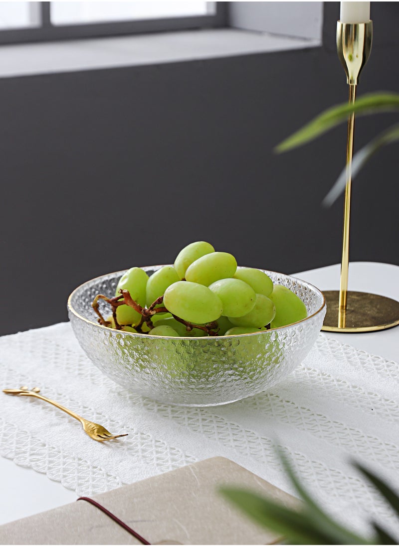 شور وعاء زجاجي كبير ذو حواف مذهبة شفاف مقاس 17 × 7 × 5.8 سم  - Image 2