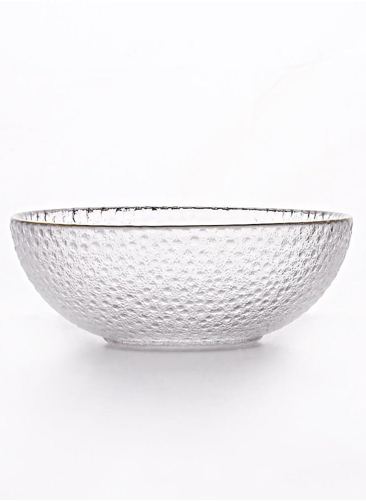 شور وعاء زجاجي كبير ذو حواف مذهبة شفاف مقاس 17 × 7 × 5.8 سم  - Image 3