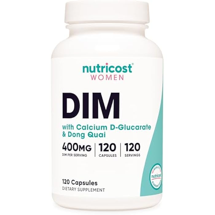 Nutricost Diindolylmethane DIM Supplement for Women 400mg, 120 Capsules, with Dong Quai, Calcium & Black Cohosh - Vegan, Non-GMO and Gluten Free - Image 1