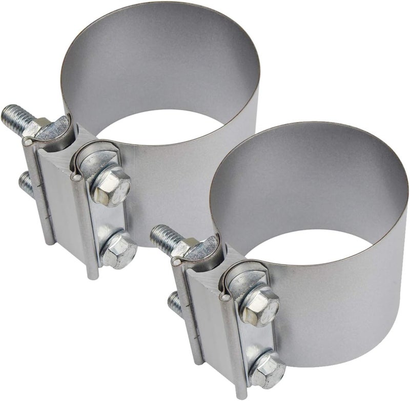 ROADFORMER 2.5" Butt Joint Exhaust Clamp - Aluminized Steel for 2.5 inch OD exhaust pipes, muffler ends and exhaust system connection with leak free (2 Pack) - Image 1