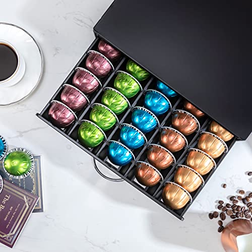 FlagShip for Nespresso Pod Holder Vertuo Capsule Storage Pod Organizer Coffee Bar Design And Coffee Machine Stand Black Metal(50 Pods Capacity) - Image 4