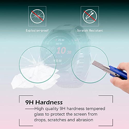 MTHGH Screen Protector for Garmin fenix 7/7 Sapphire Solar Smartwatch [4 Pcs] + Anti-dust Plugs 5Pcs, Tempered Glass 9H Hardness Anti-Scratch Bubble Free Film Ultra-Thin Protective Cover - Image 4