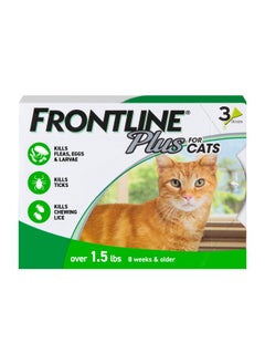 Frontline Plus Flea And Tick Treatment For Cats Over 1.5 Lbs. 3 Treatments  - Image 1
