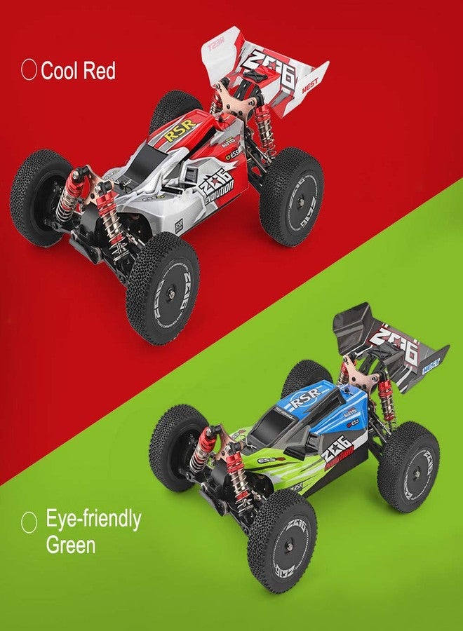 GoolRC WLtoys 144001 RC Car, 4WD 2.4GHz 60km/h High Speed Remote Control Car Off-Road RC Trucks, 1:14 Scale RC Buggy with RTR Aluminum Alloy Chassis 550 Motor Gifts for Adults (Red) - Image 2