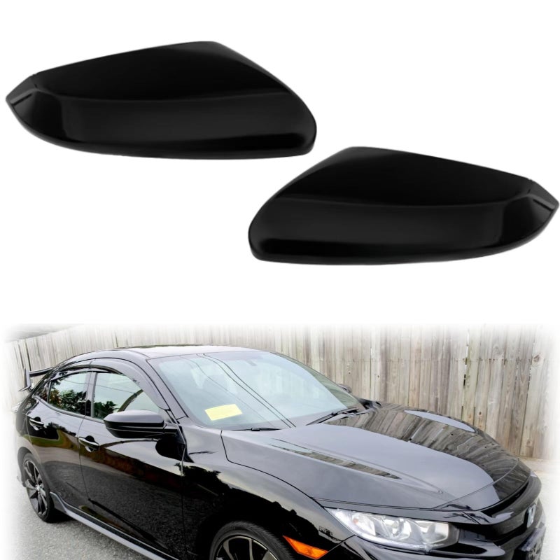 ABAGAEL Replacement Side Mirror Cover for Honda Civic 10th Gen 20162021 Glossy Black Finish Easy SnapOn Installation For honda civic accessories