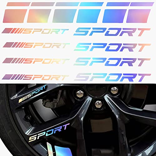 Pincuttee 14pcs Car Decal StickersWheel Rim Decal StickerSport Logo Reflective StickersSport Emblem Car Rear Bumper StickerRear Mirror Decals for All VehiclesMultiColor14PCS - Image 1