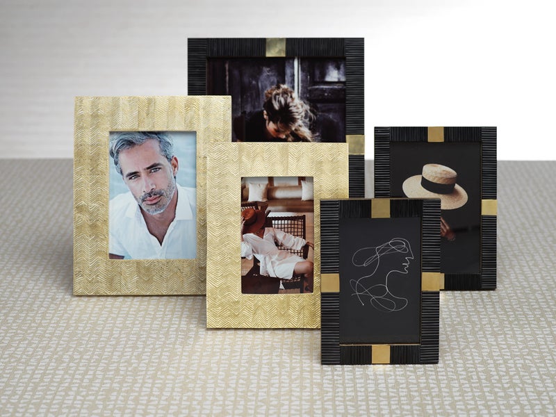 Zodax Maha Black & White Bone with Brass Trim Photo Frame (5x7, Black) - Image 2