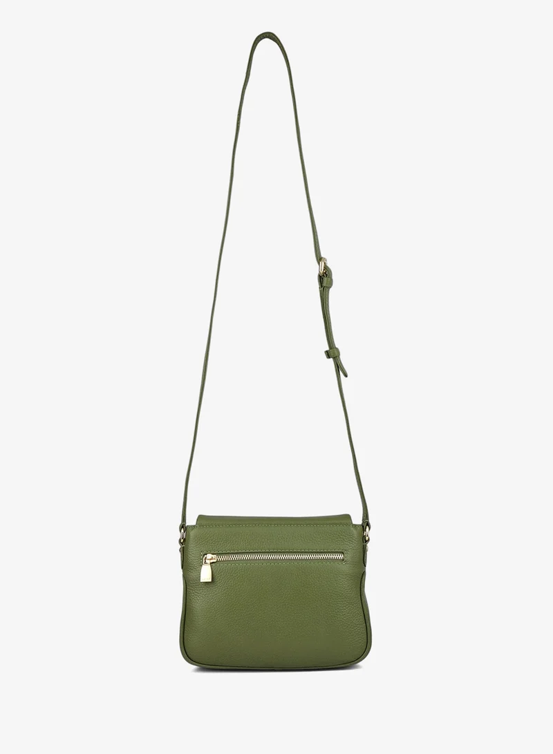 Da Milano  Small Wax Leather Crossbody Bag- Fern  | Best Price UAE