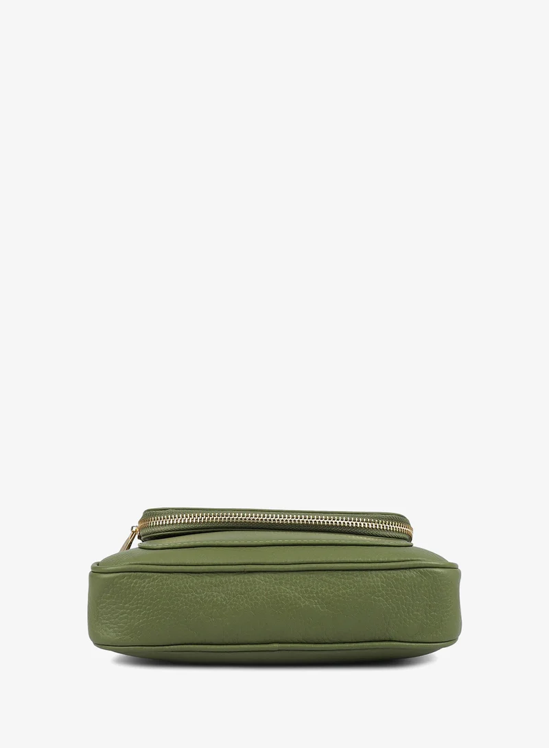 Da Milano  Small Wax Leather Crossbody Bag- Fern  | Best Price UAE
