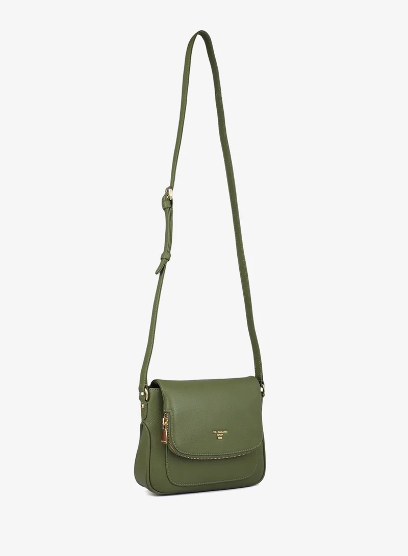 Da Milano  Small Wax Leather Crossbody Bag- Fern  | Best Price UAE